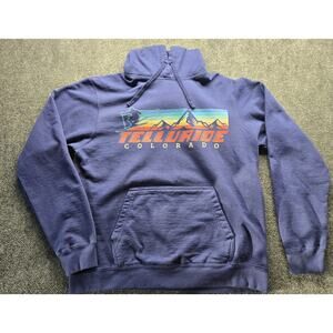 Telluride Colorado Skiing Port & Company Navy Blue Hoodie Sweatshirt Large
